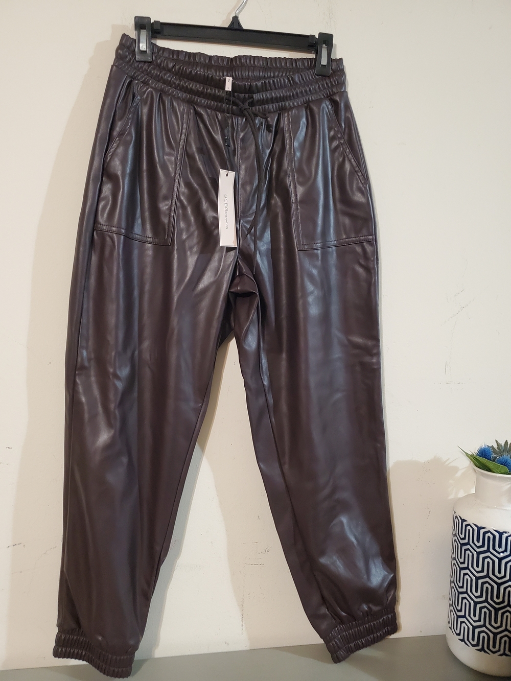 BCBG Chocolate Faux Leather Pants Medium NWT